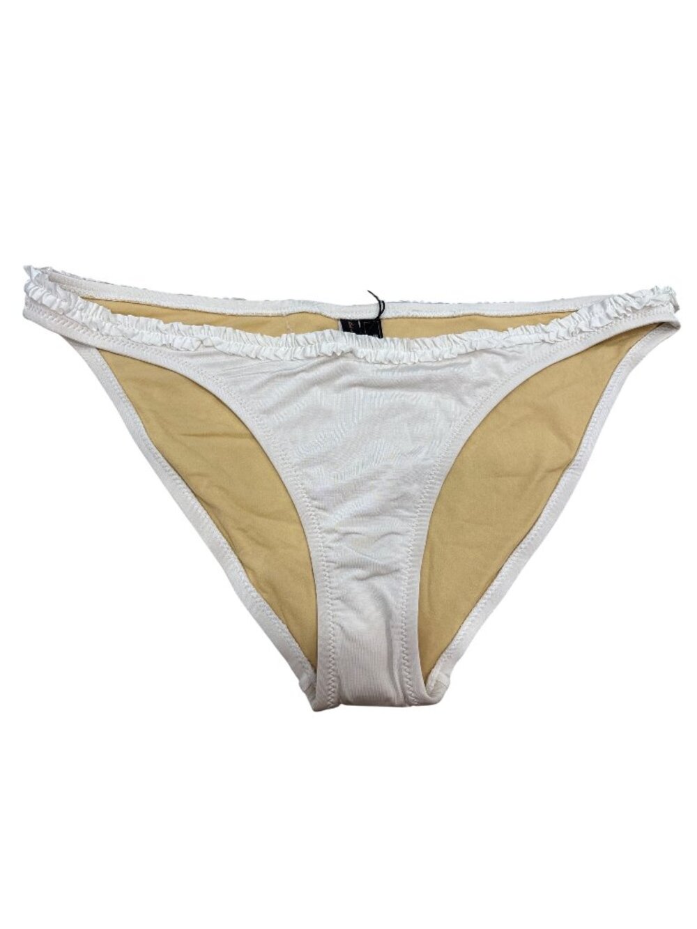 BCBGMaxAzria Large White Ruffled Trim Bikini Bottoms Coquette Romanticcore NWT